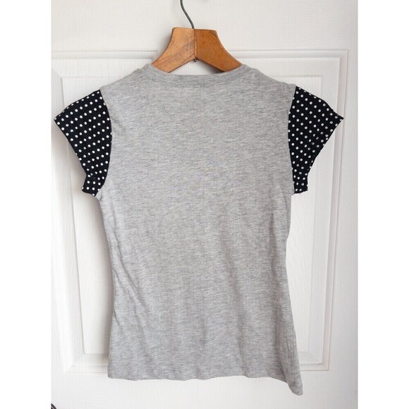Disney Minnie Mouse Black and Gray Polka Dot T Shirt size L 10/12 - Picture 7 of 7